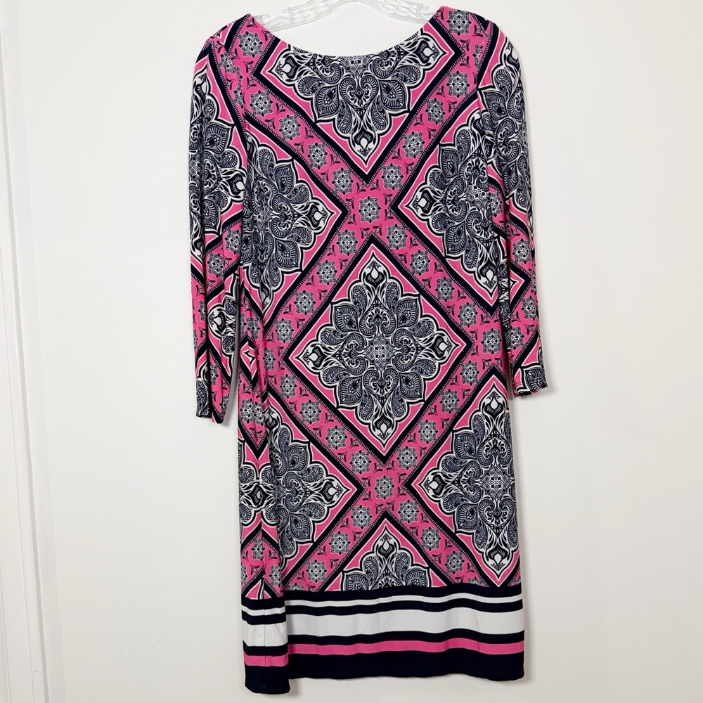 Vince Camuto Pink and Black Geometric Dress